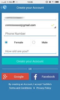 Textme app enter Infotmation Hindi