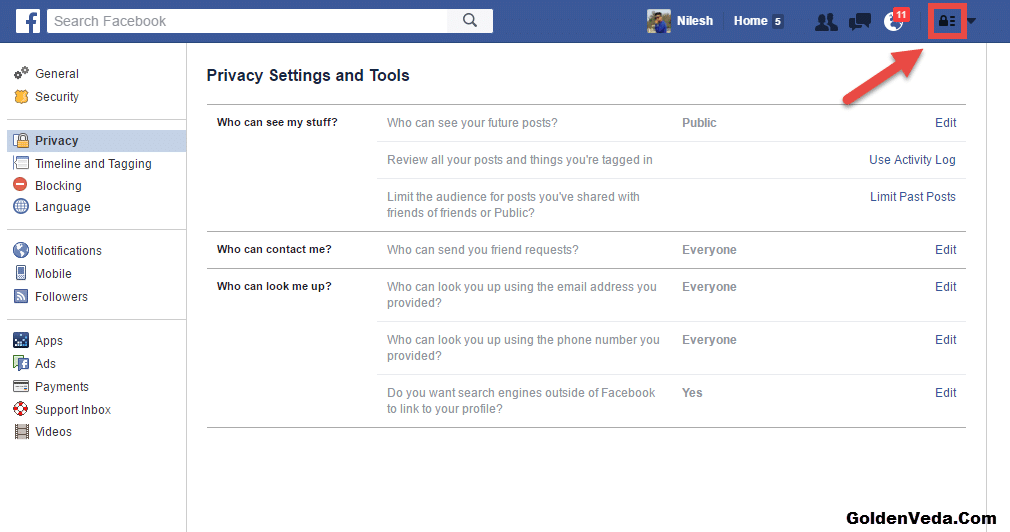 facebook account Privacy setting